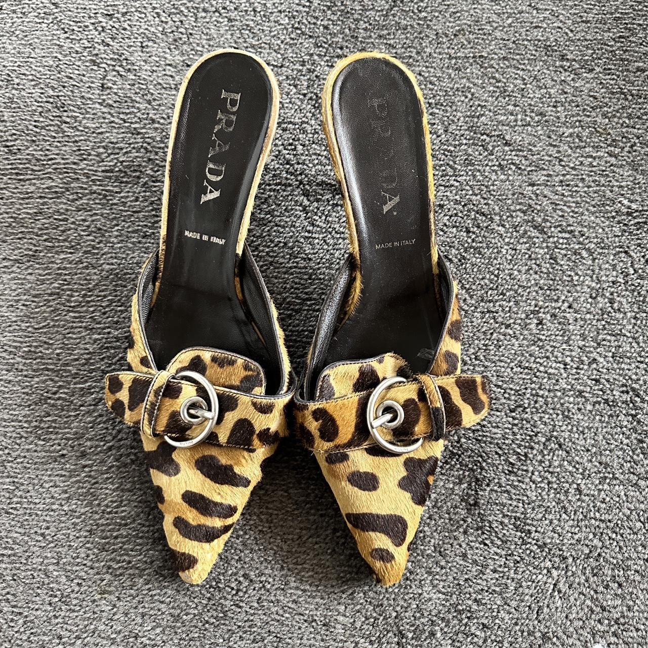 Vintage prada leopard print kitten heels size 38 - Depop