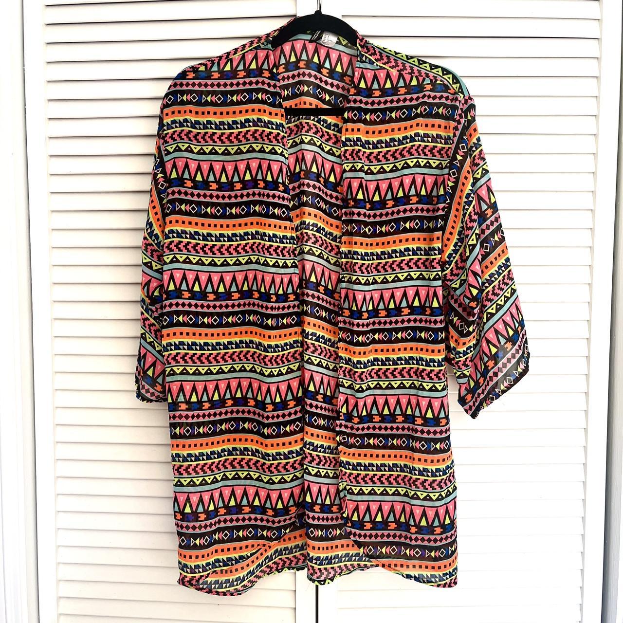 Neon Aztec Lightweight Chiffon Kimono