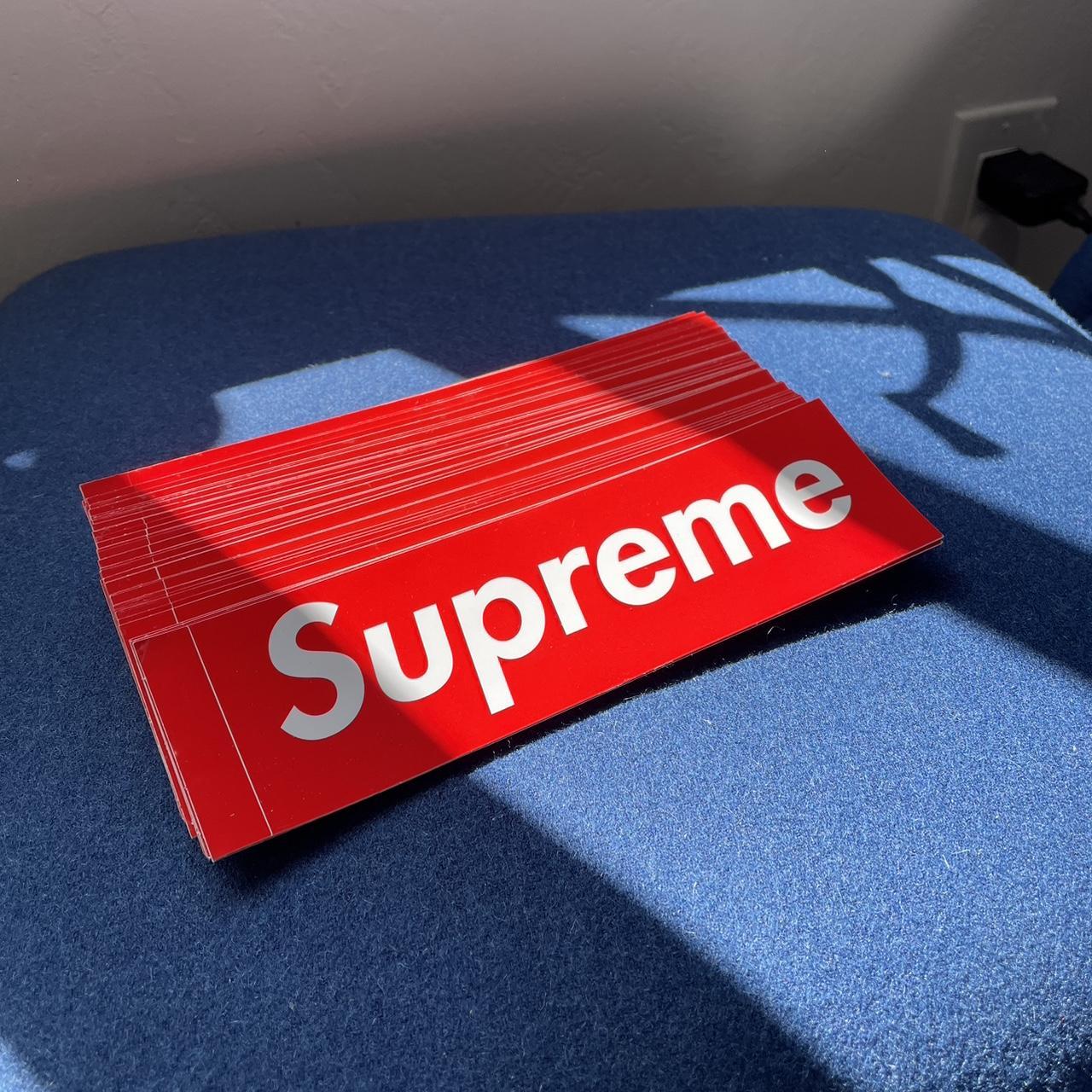 Supreme Red and White Stickers Depop