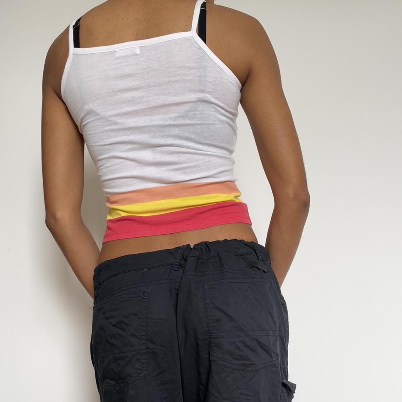 Women's White and Orange Top Depop