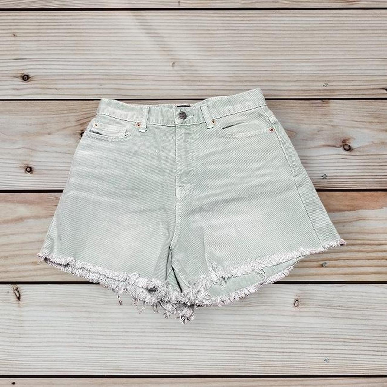 Mint green denim shorts sale