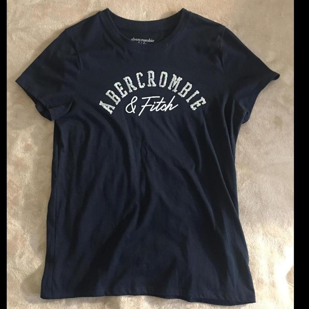 black abercrombie & fitch tshirt silver sequins &... - Depop