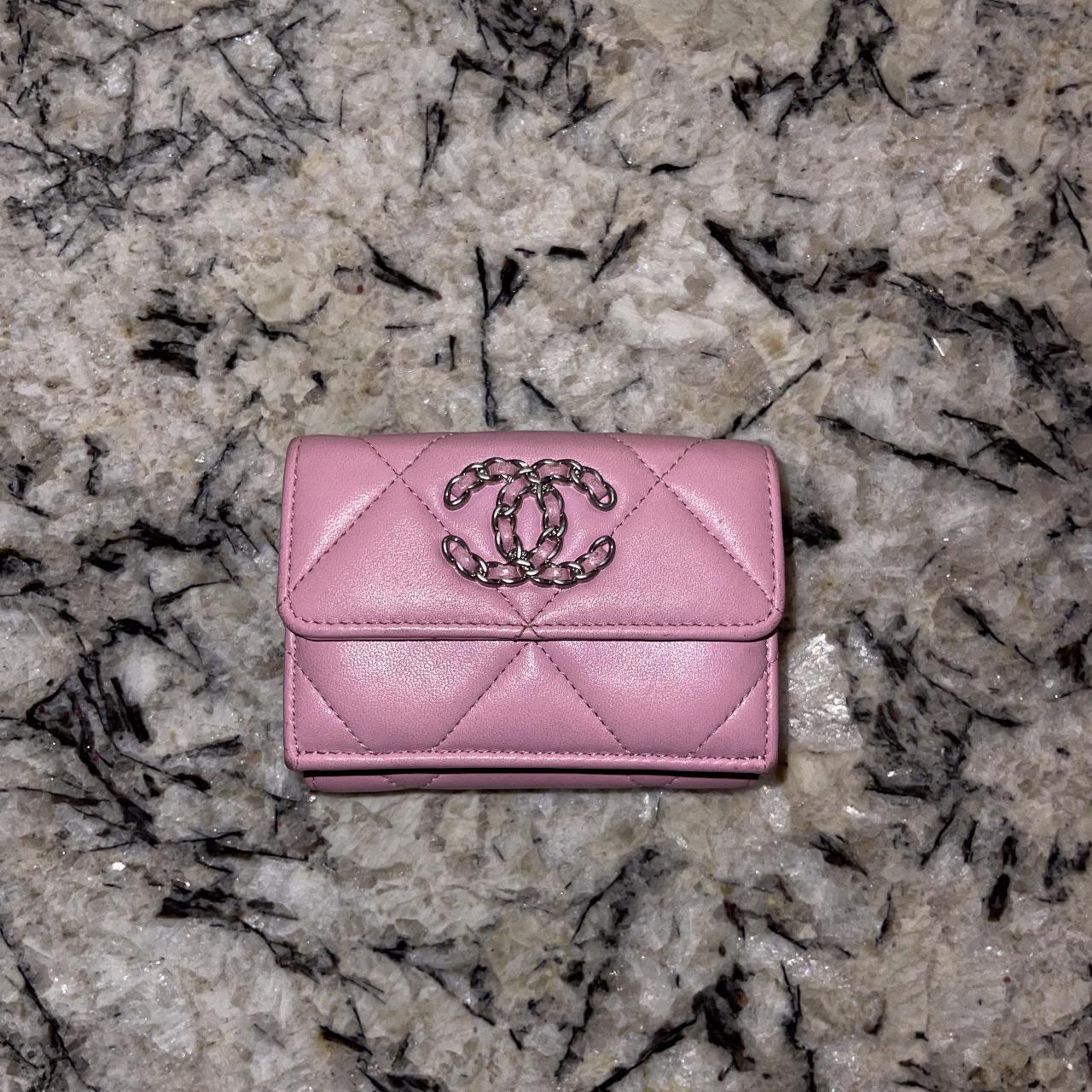 authentic Chanel 19 Small Flap Wallet in pink from... - Depop