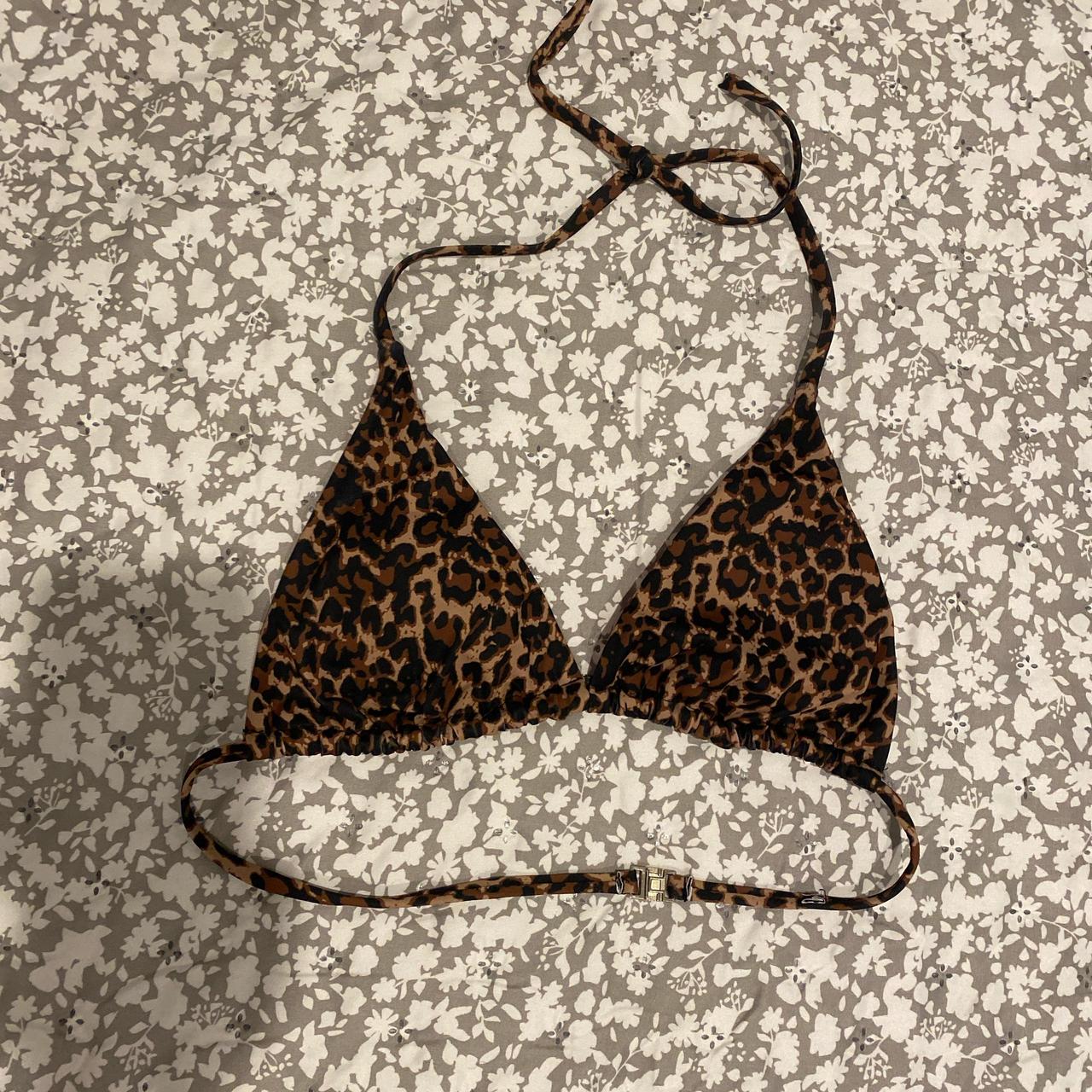 Mcbling y2k cheetah leopard print bikini top Size... - Depop