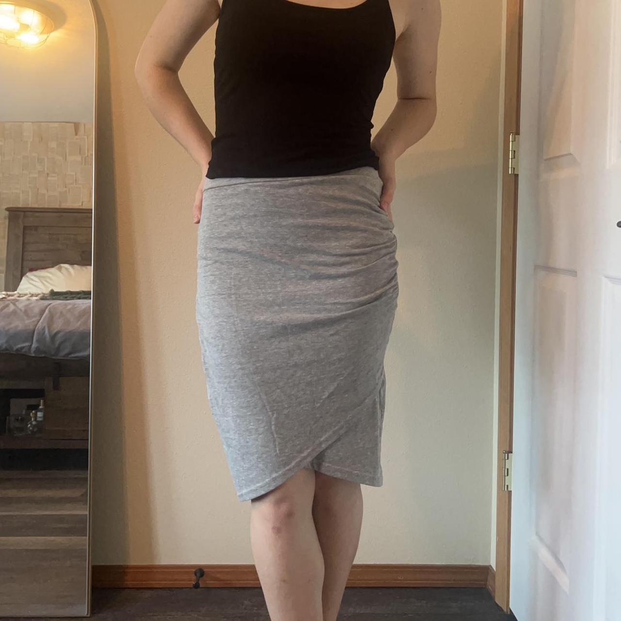 - wrap style light grey skirt - preloved, thrifted... - Depop