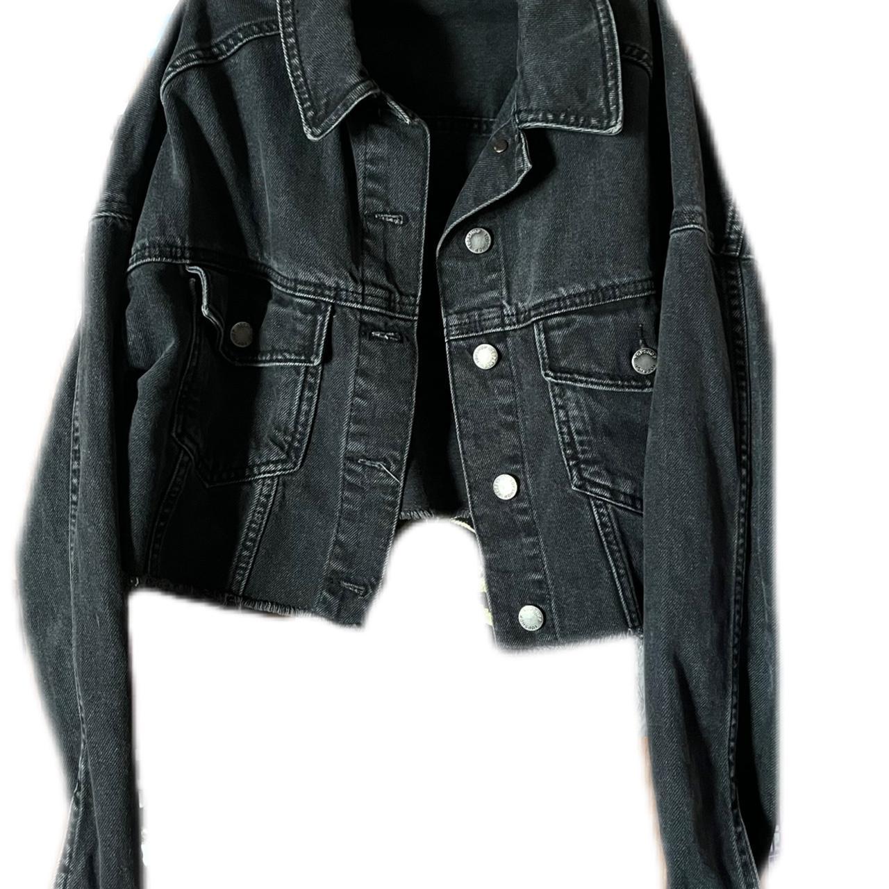 Topshop black denim jacket on sale cropped