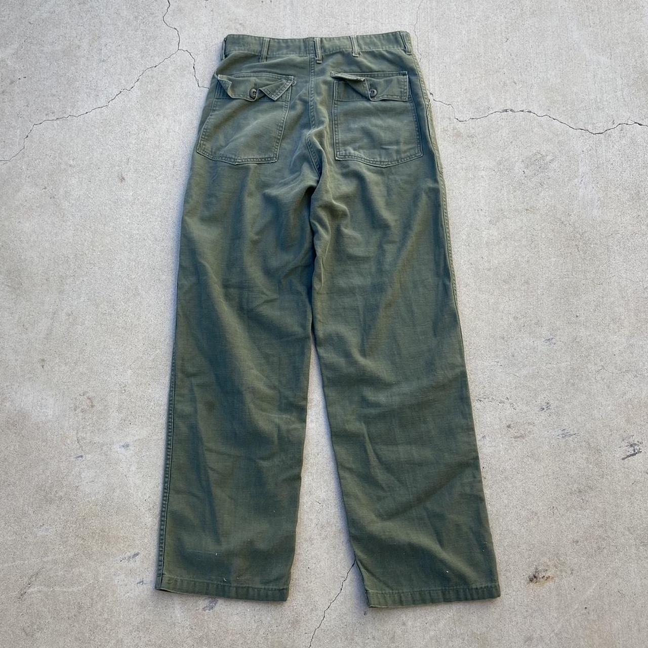 vintage og 107 military fatigue pants green size... - Depop