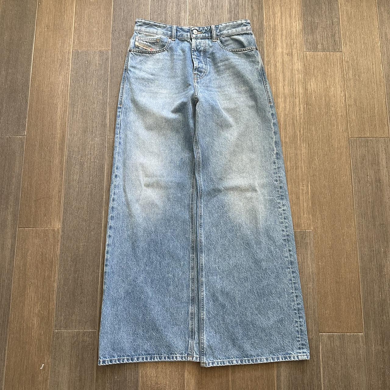 diesel d rise wide leg jeans light blue stain on... Depop