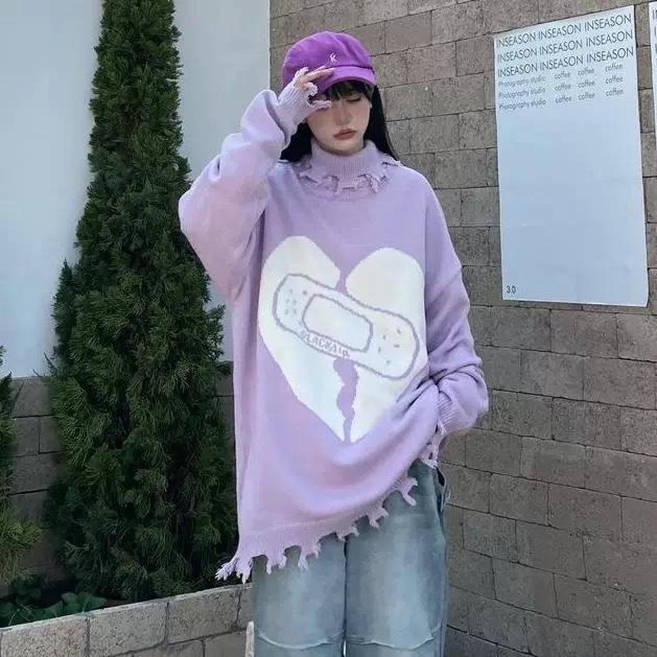 y2k grunge oversized broken heart with bandaid | Depop