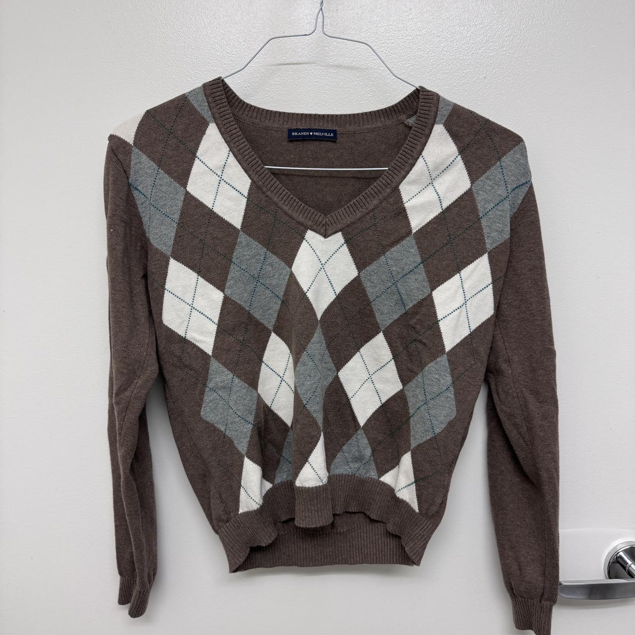 Brandy Melville Brown Argyle sweater Good... Depop