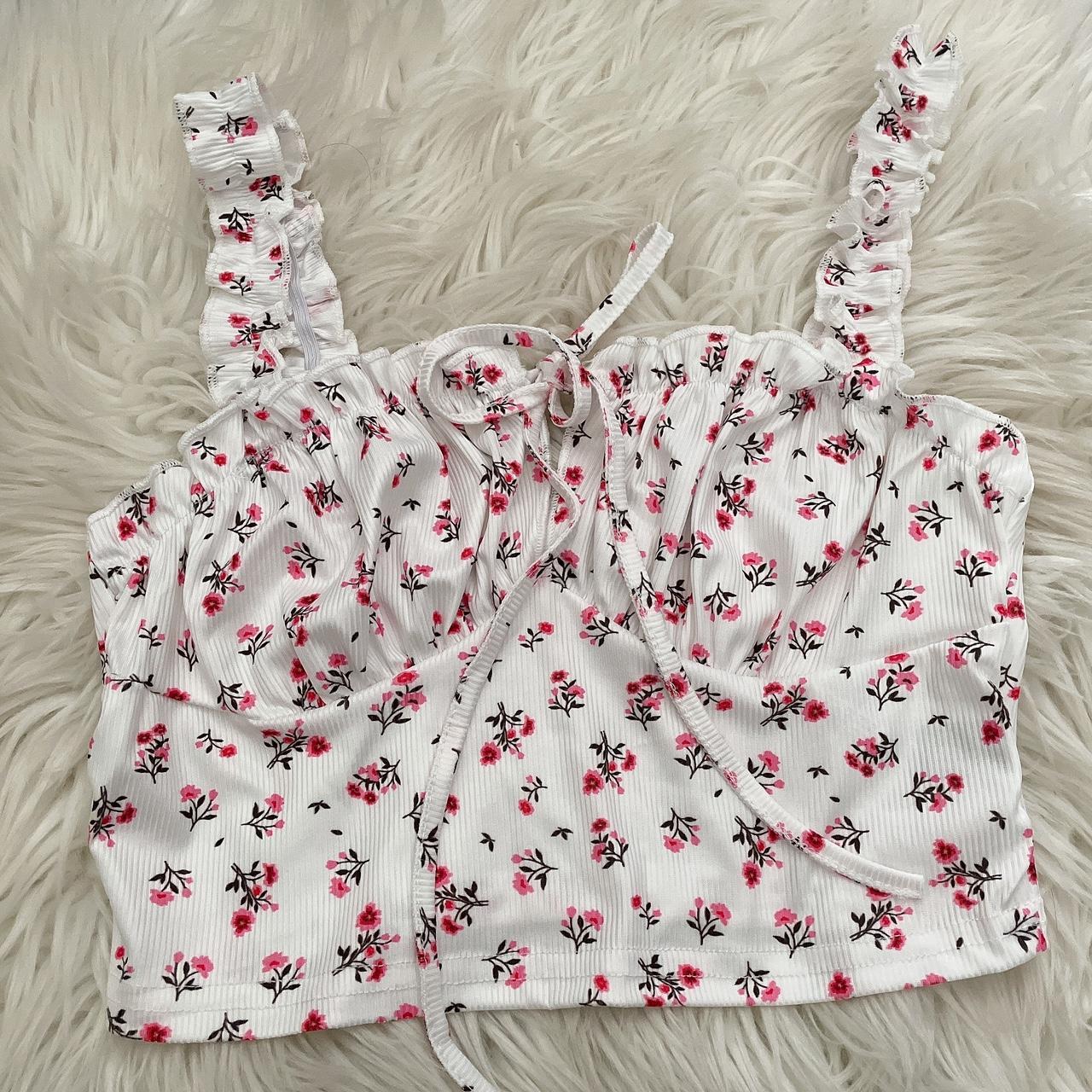 Ditsy Floral Lettuce Trim Crop Cami Top Brand New Depop