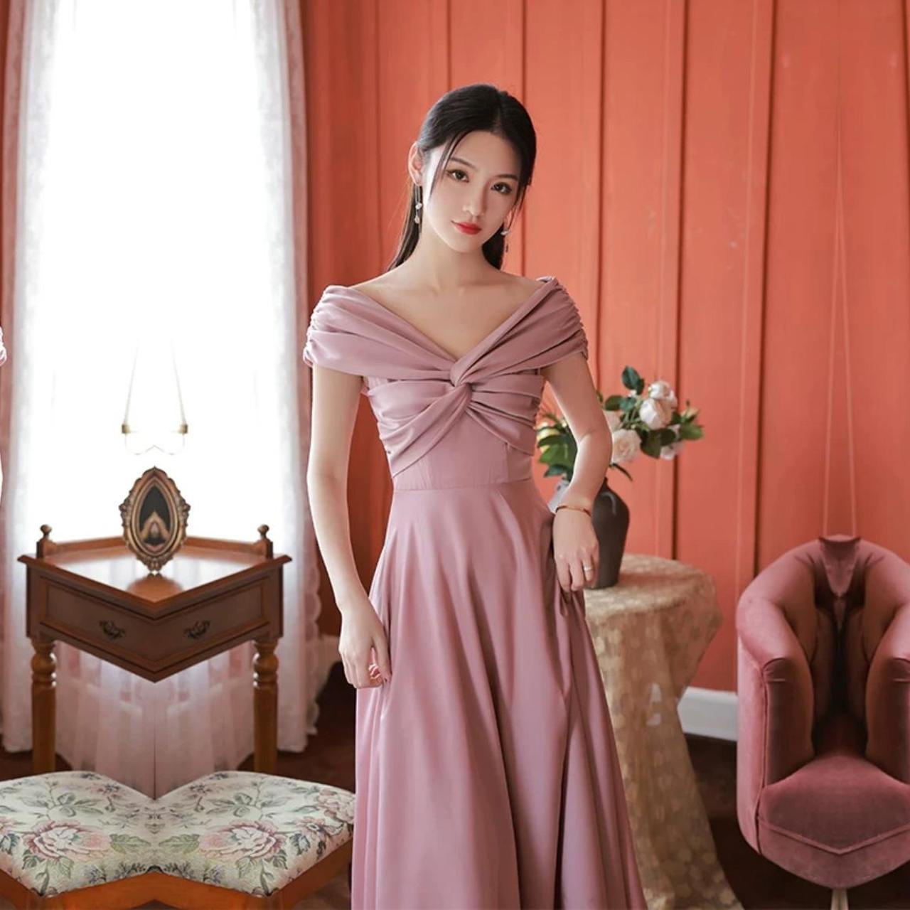 Shoulder Asian Formal Dresses Pink Asian Inspired Formal Dresses