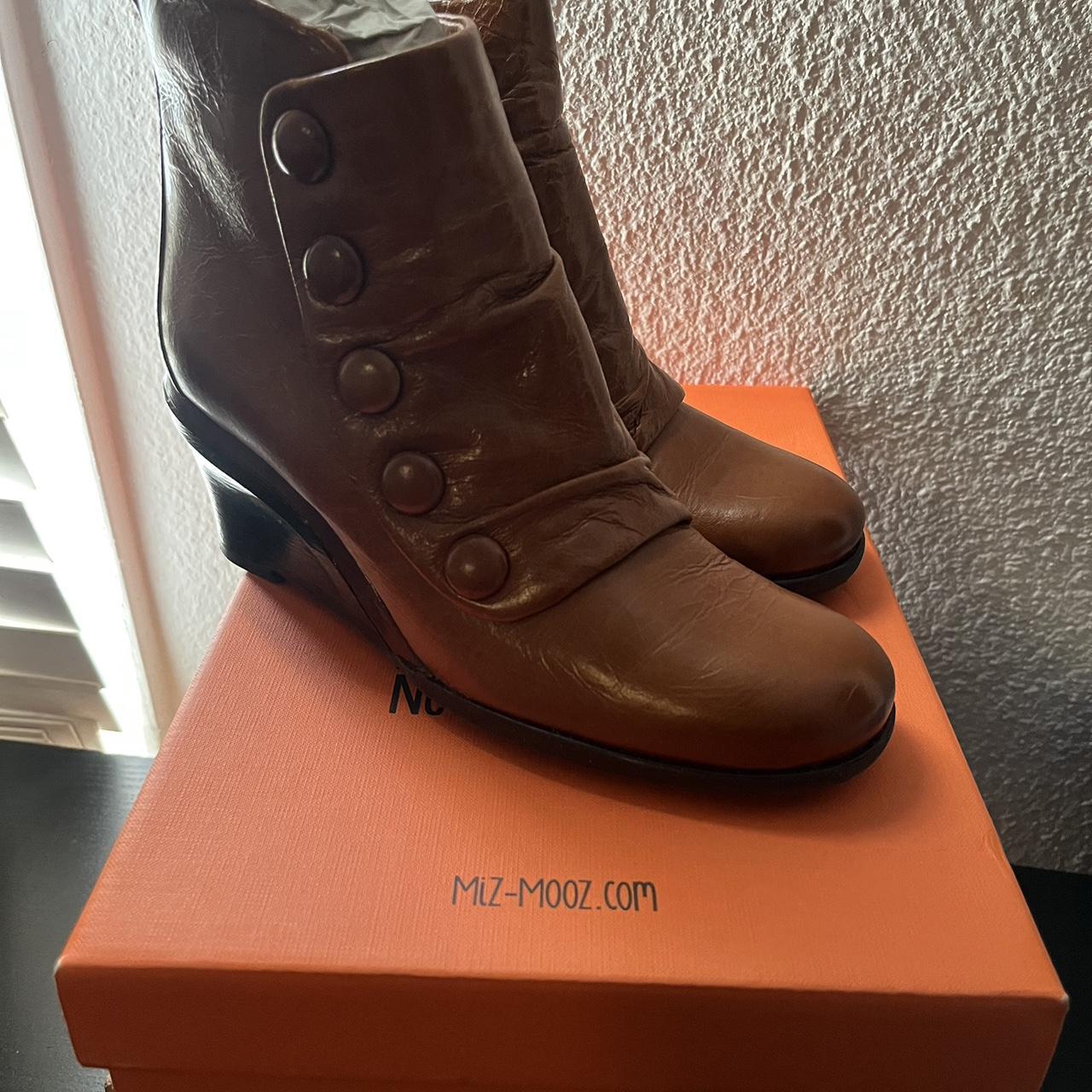 Miz Mooz Women's Peaches Flat - Leather Brogue Detail Ballet Flats With Studded Strap