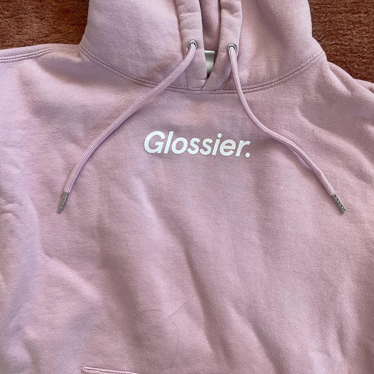 Glossier pink hoodie size extra small #glossier - Depop