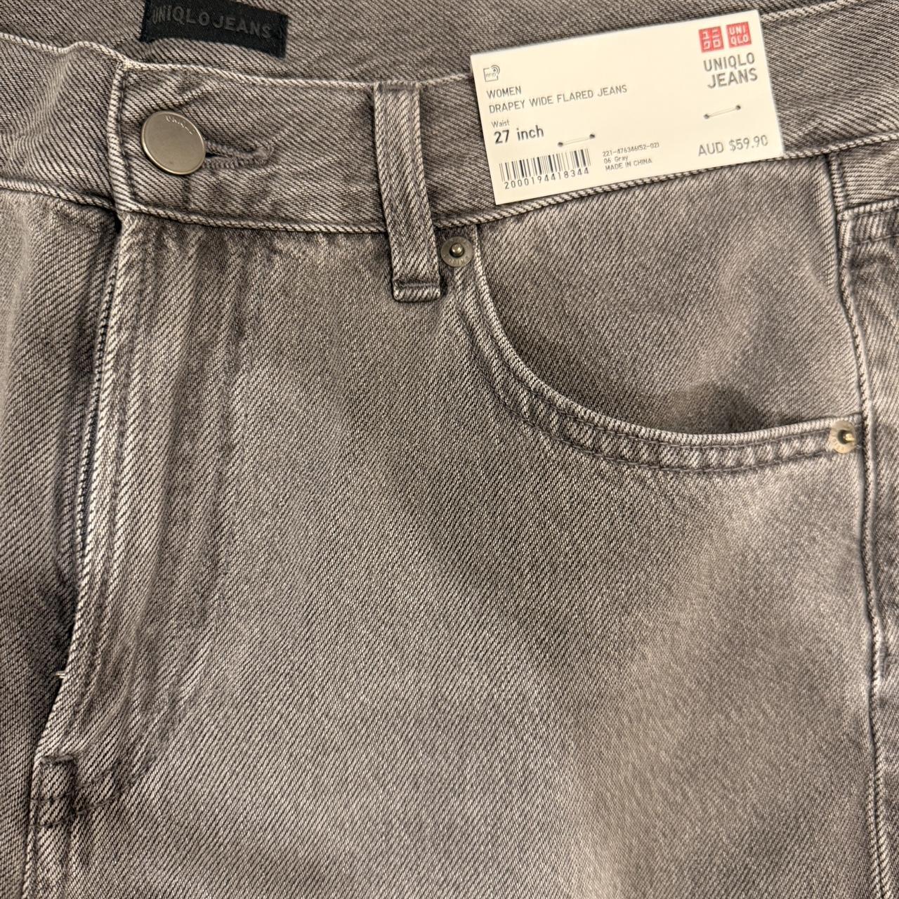 Grey UNIQLO high-waisted straight-leg Depop
