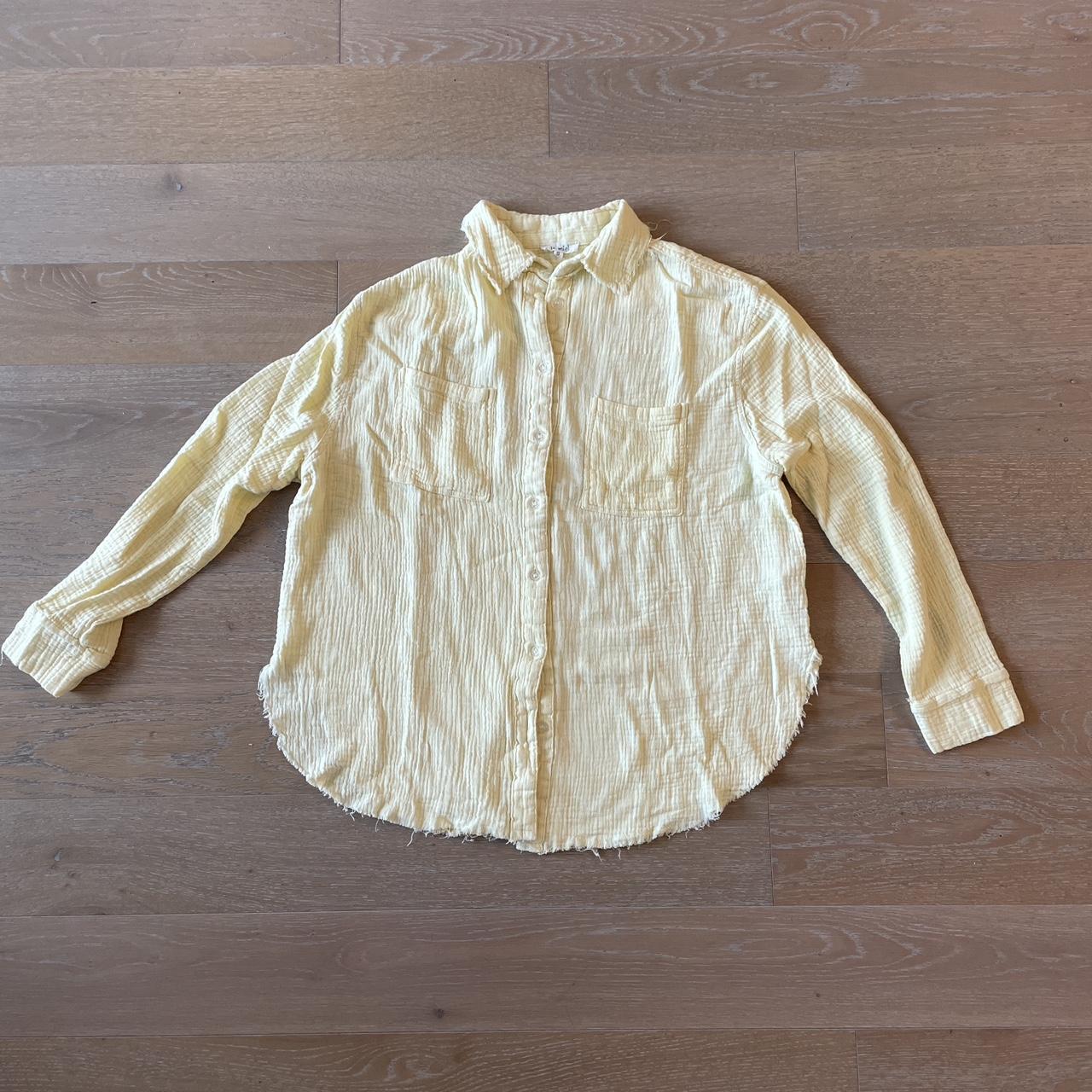women’s OVERSIZED yellow button up. Size small By la... - Depop