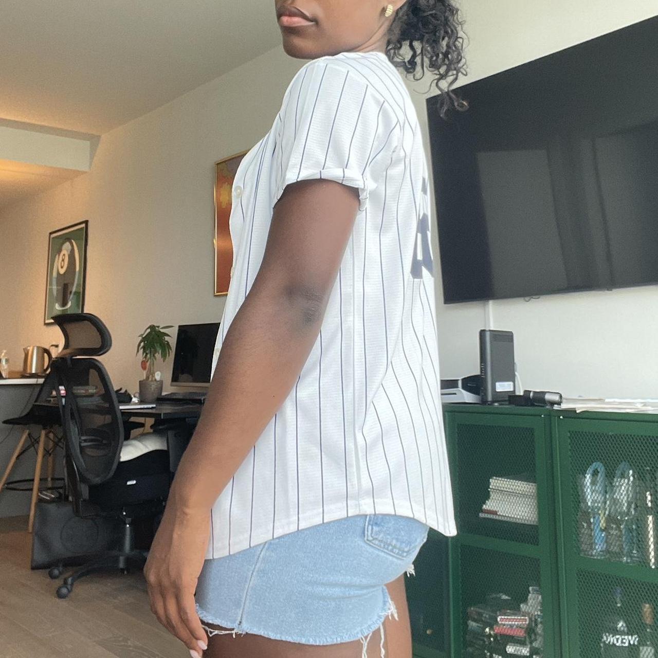 Yankee's Luke Voit white pinstripe button up jersey.... Depop