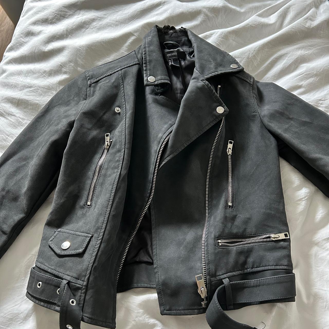 Grey leather jacket forever 21 best sale