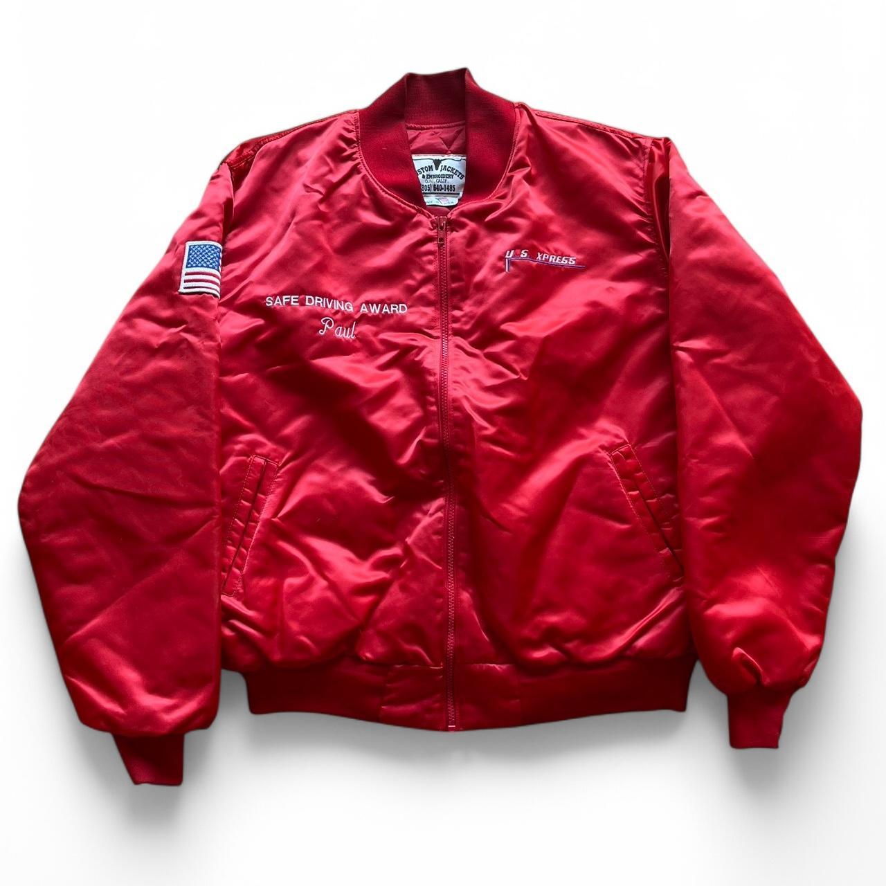 Vintage Men's Bomber Jacket Red XL – 80s Express satin