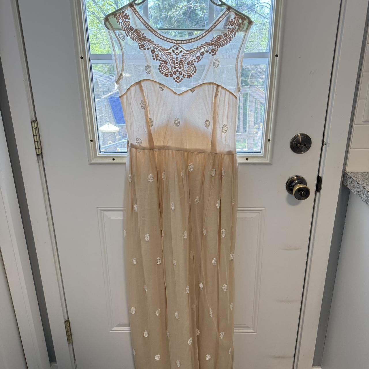 ModCloth Women's Slip Dress Cream/Pink 16 – Cream and pink