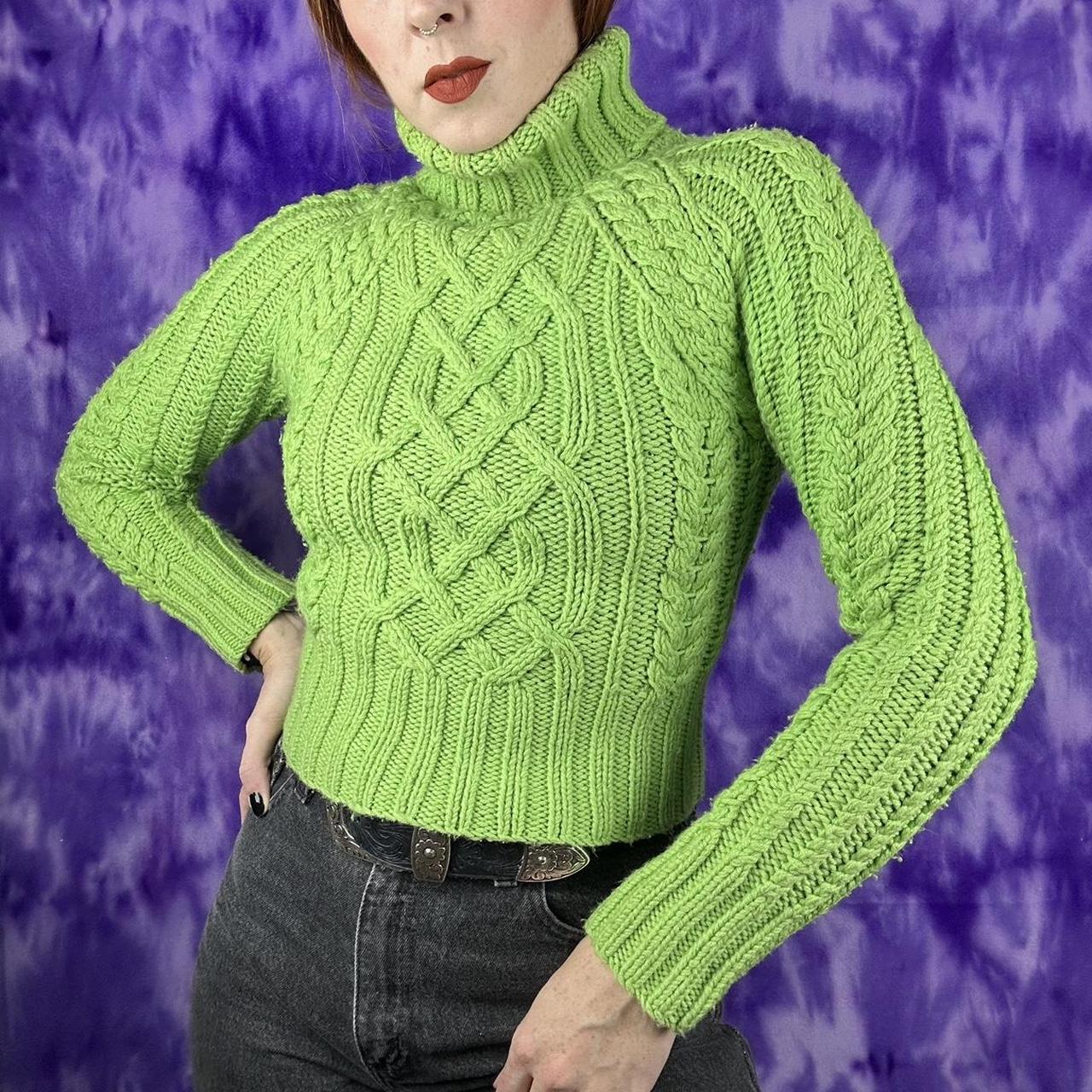 Lime green outlet turtleneck sweater