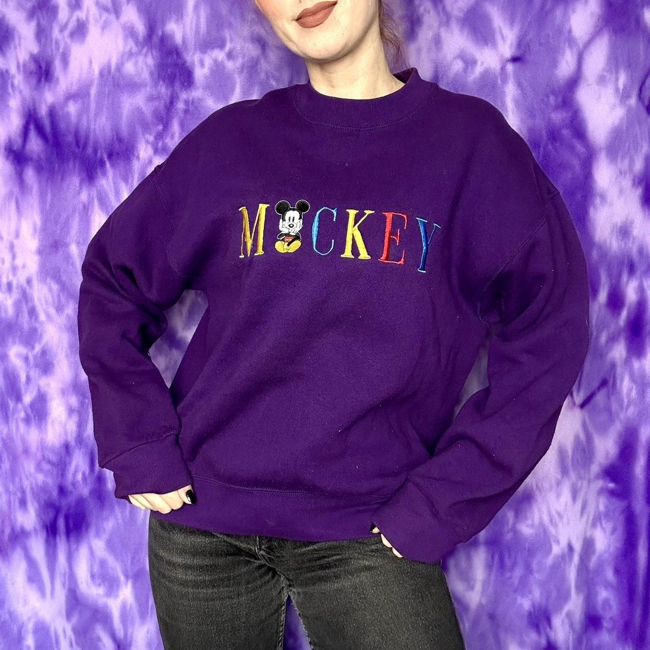 💜 Deep purple crewneck sweatshirt. Mickey spell out... - Depop