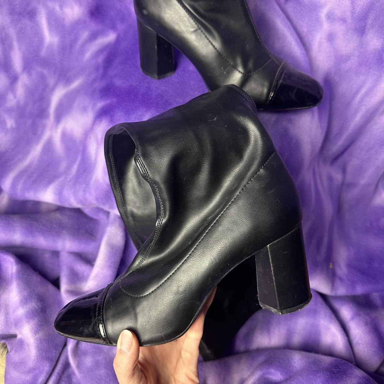 🖤 black pu faux leather over the knee boots. Shiney... Depop