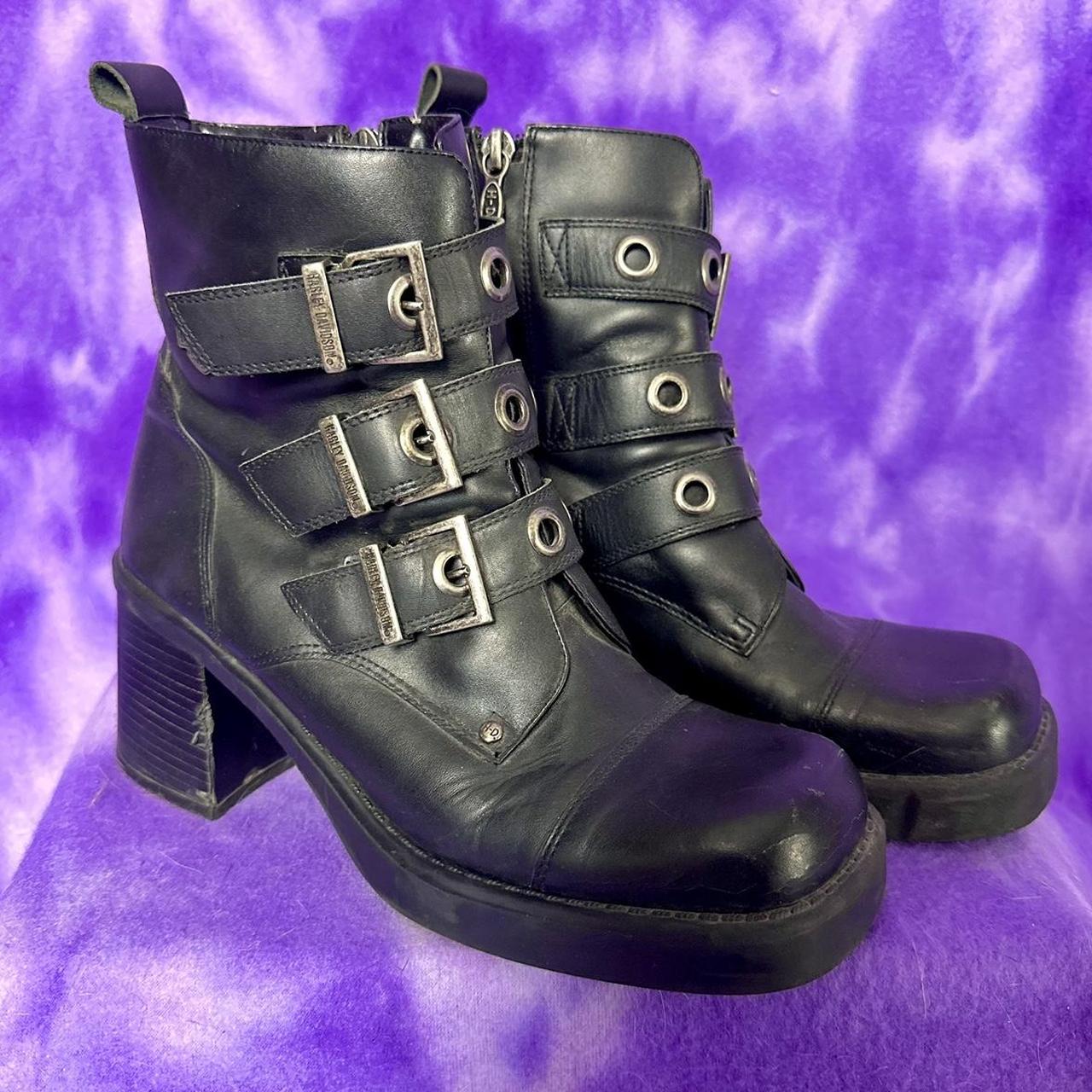 🖤 Harley davidson chunky 90s y2k buckle boots. Some | Depop