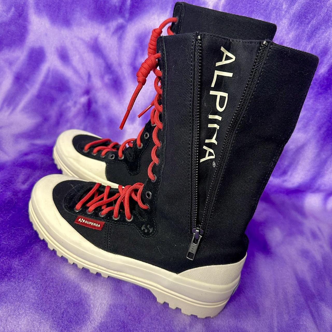 Superga Alpina high top boots black and red. Depop