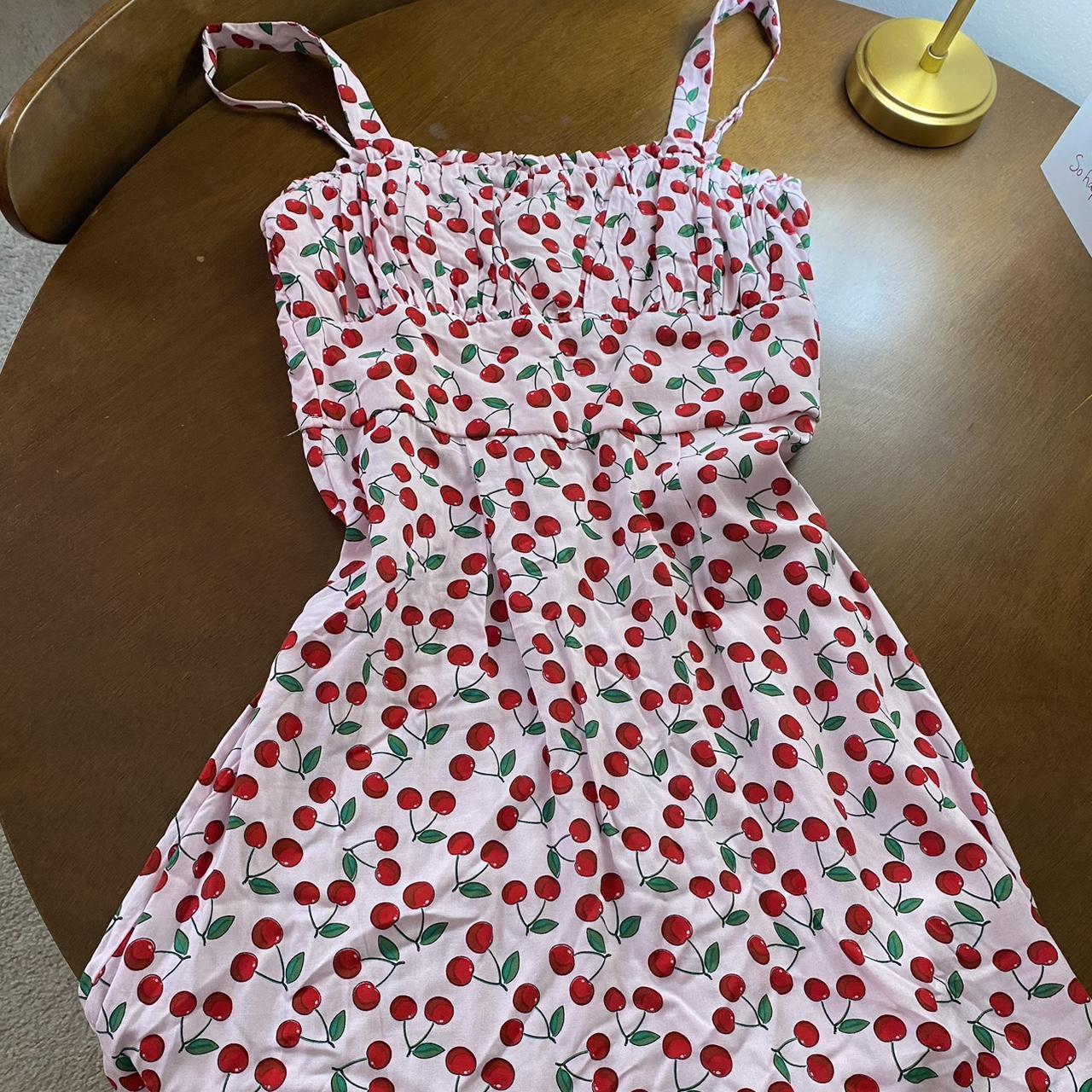 Cute thrifted pink & cherry sundress! Love it but... - Depop