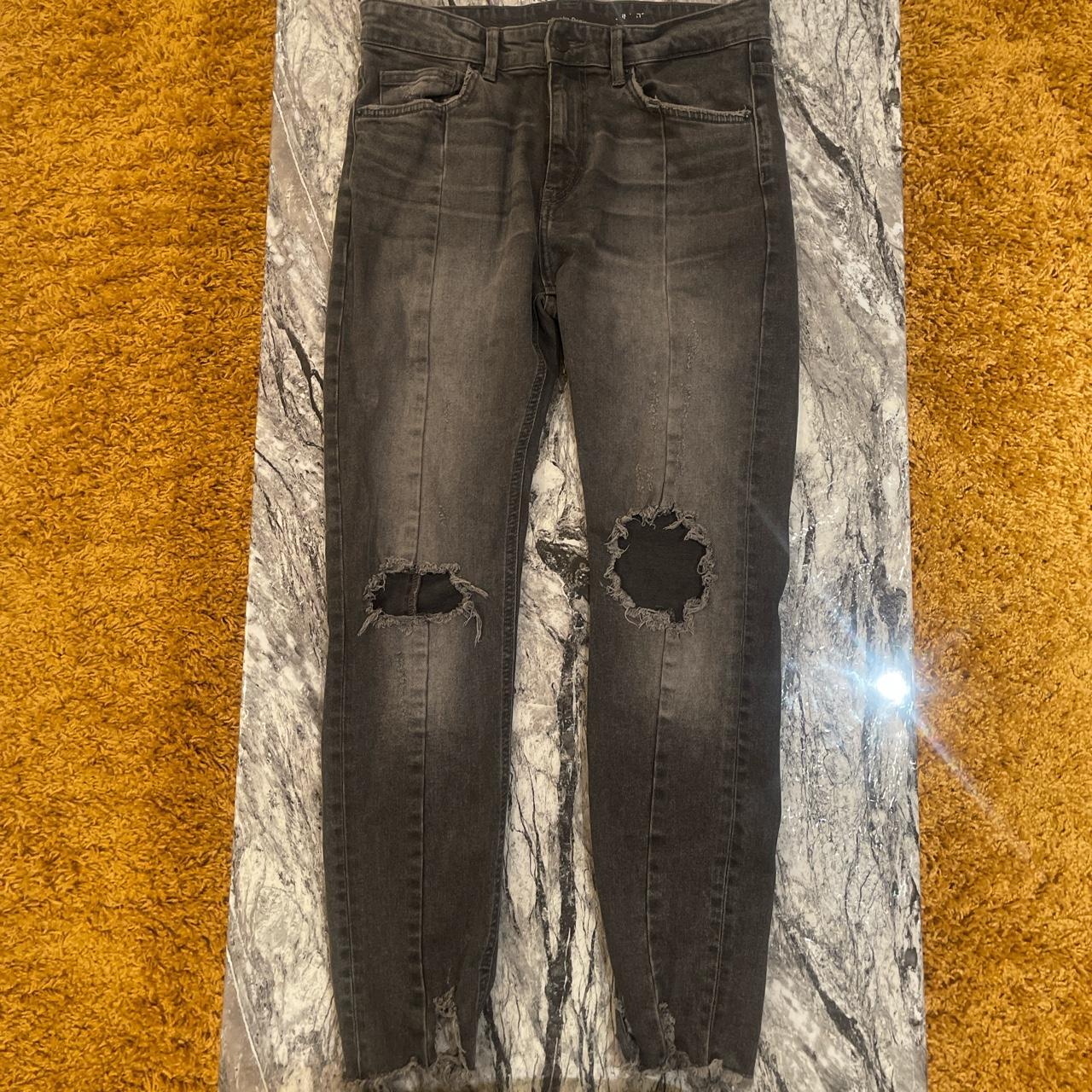 Mens Bershka denim acid grey jeans Brand: Bershka... - Depop