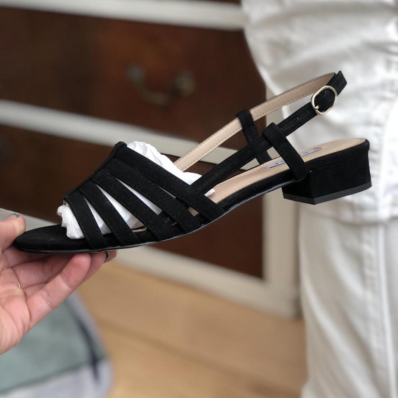 Office Black suede style sandals with small heel... Depop
