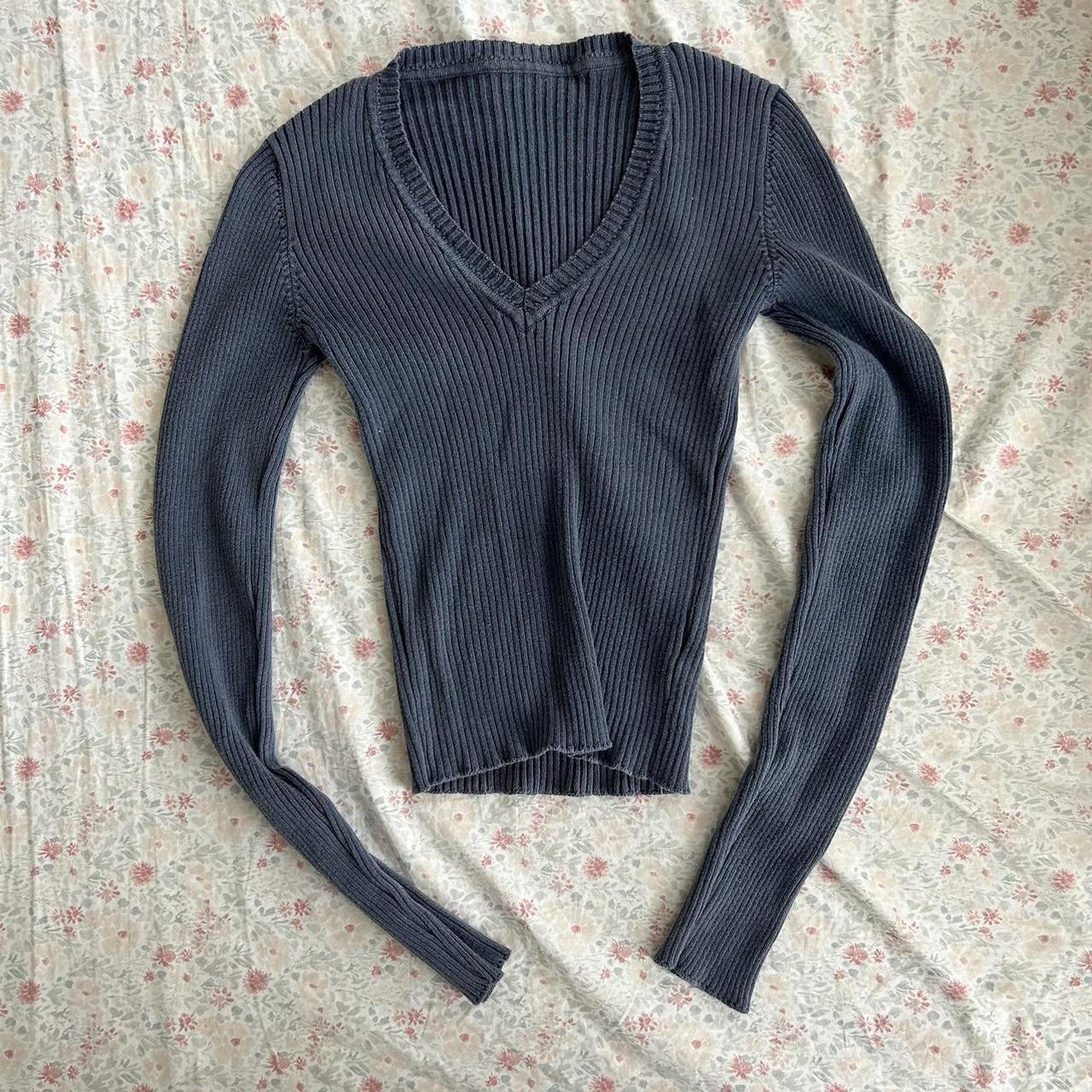 Brandy Melville Sweater Top V-Neck In Blue Price:... - Depop