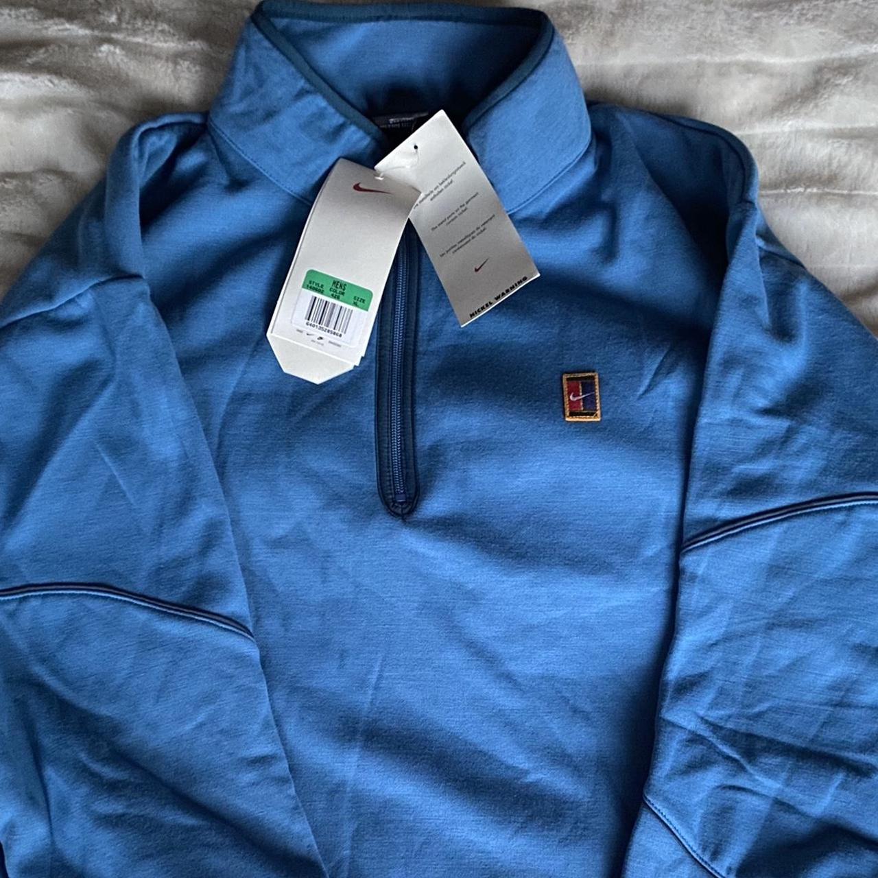 Nike Quarter Zip Fleece Jumper Vintage Y2K Blue... Depop