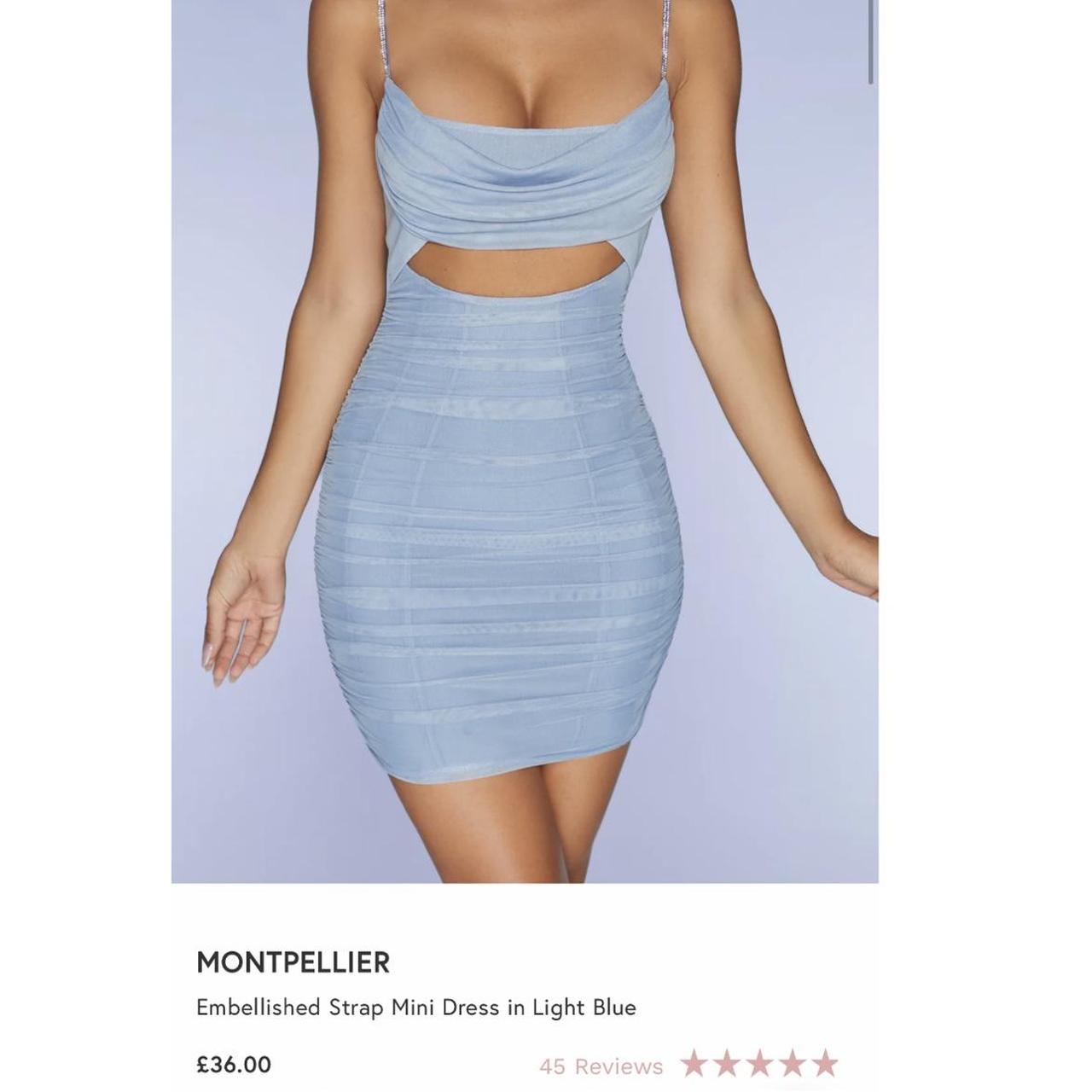 Oh Polly Embellished Strap Mini Dress in Light Blue... Depop