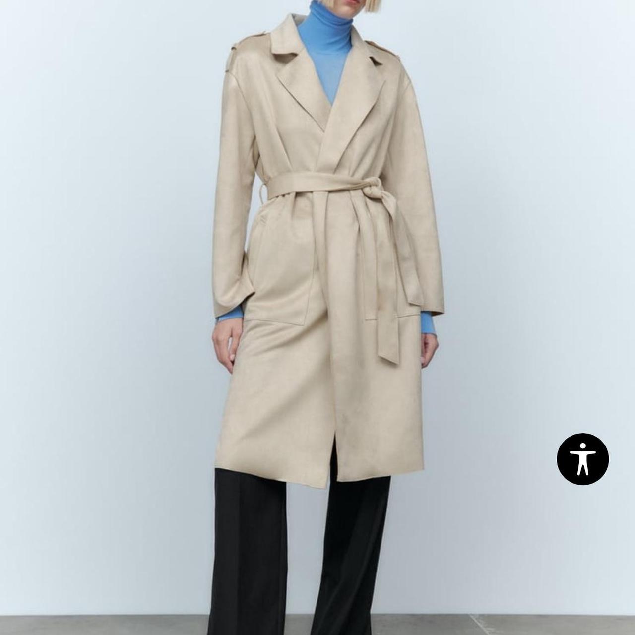 Zara faux suede trench coat with belt Depop