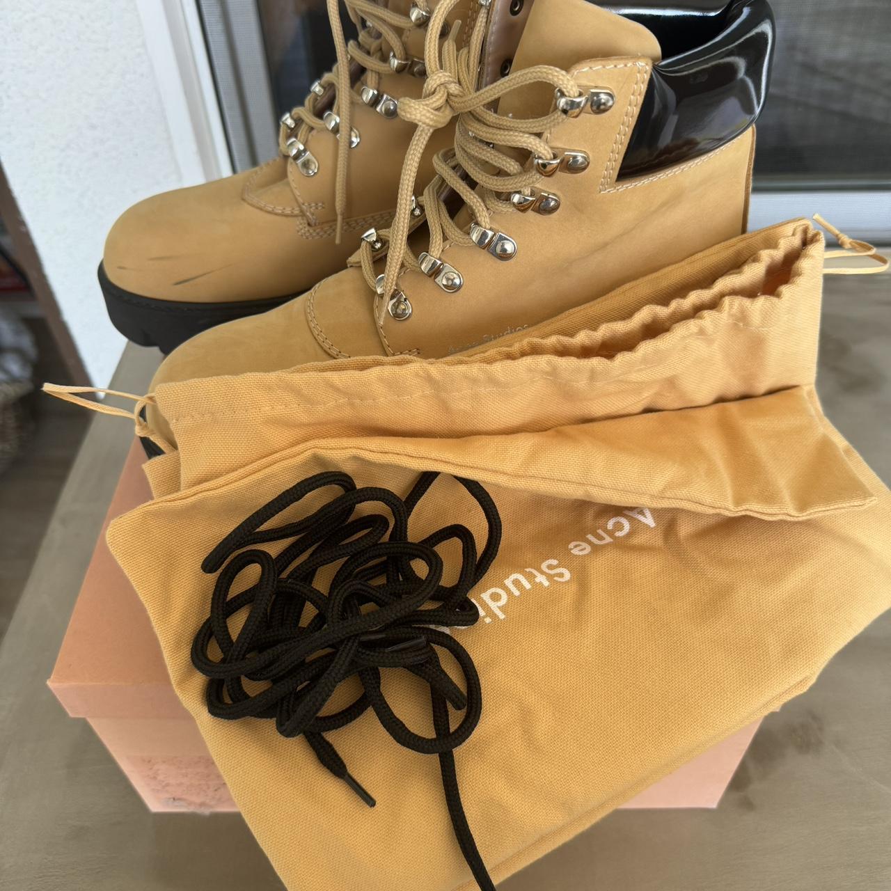 Acne Studios Suede Combat Boot Box laces and dust. Depop