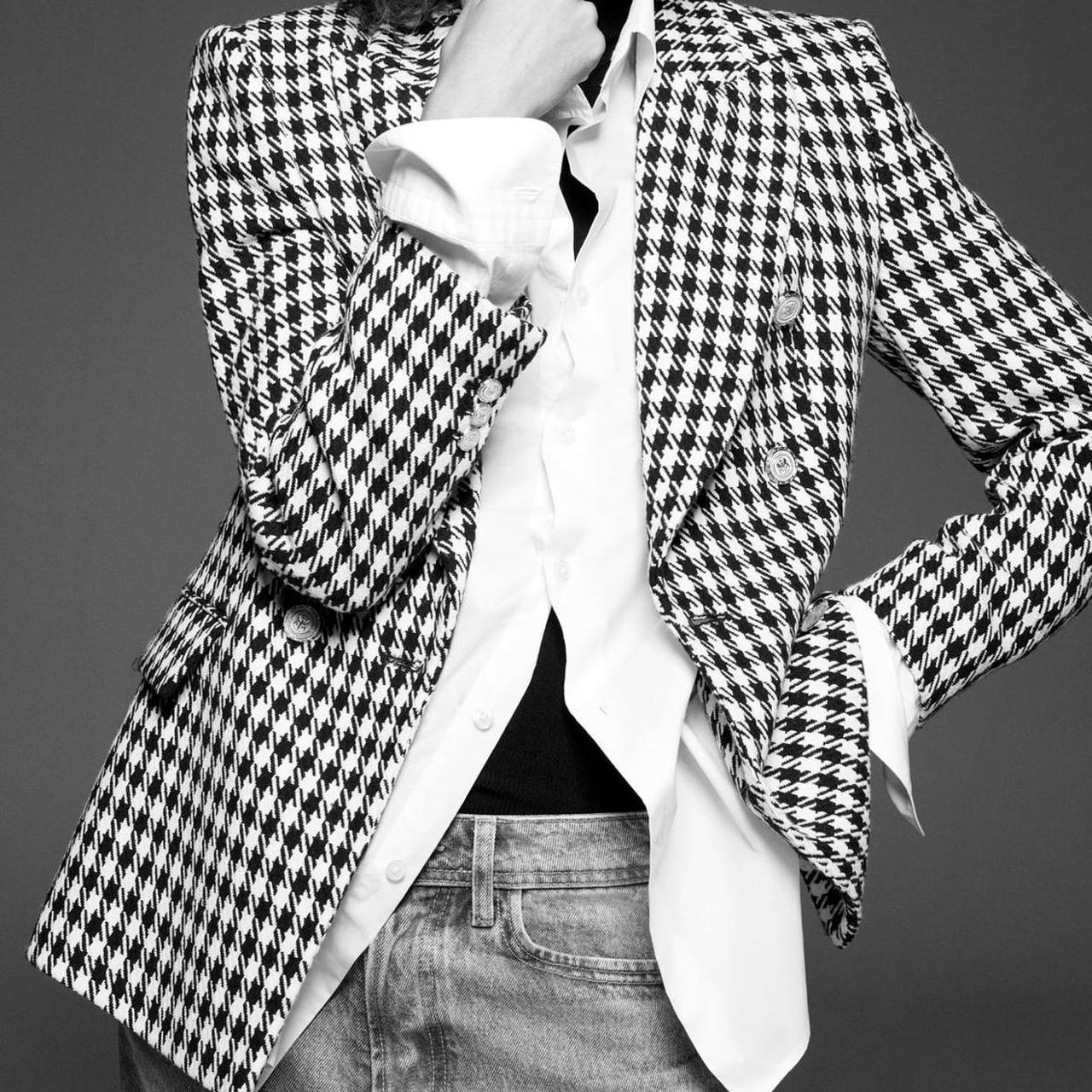 ★ZARA★Houndstooth Short Blazer★White Black 9161/114/064 NWT Zara Short Black & White Houndstooth Blazer - Large