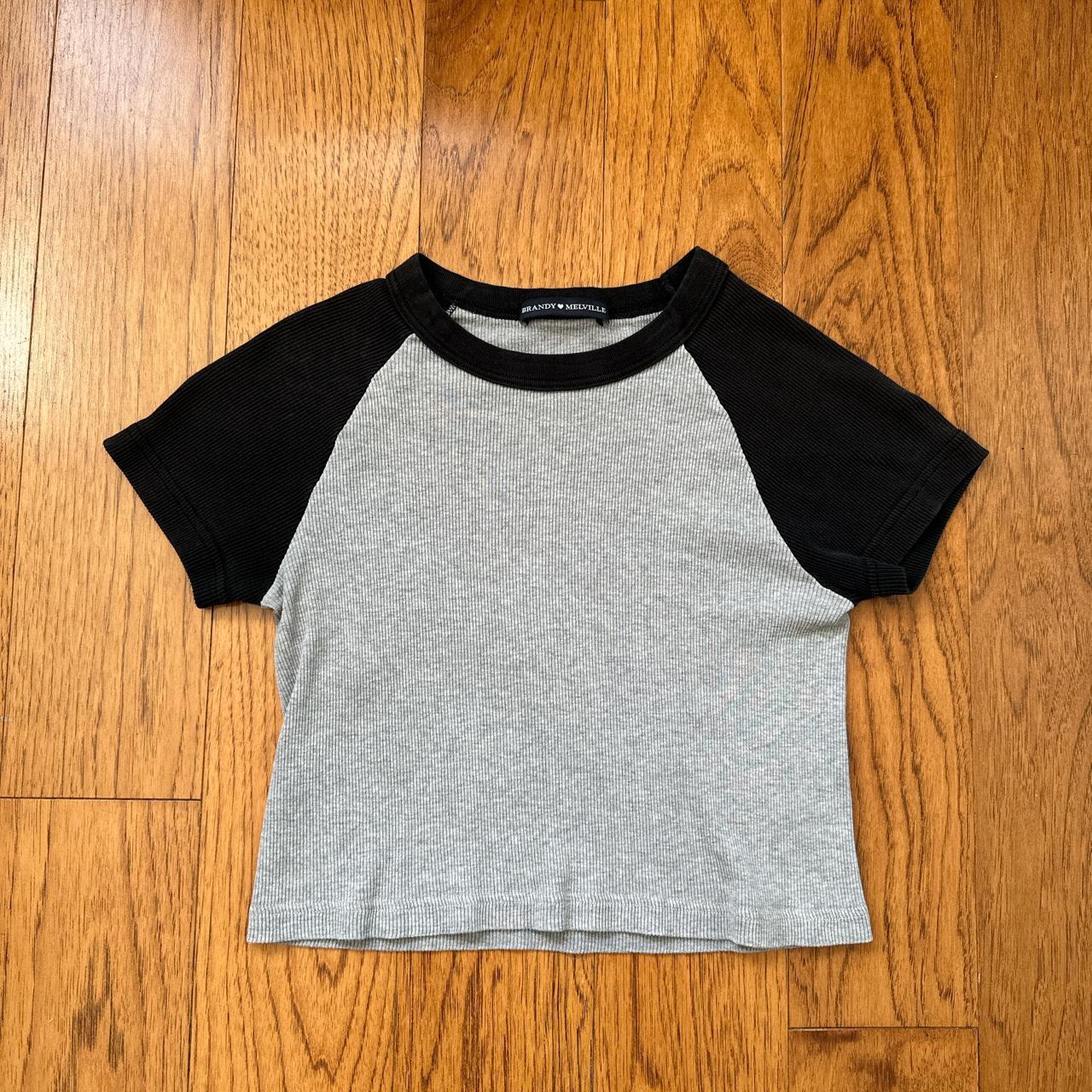 Brandy Melville black and grey baby tee - Depop