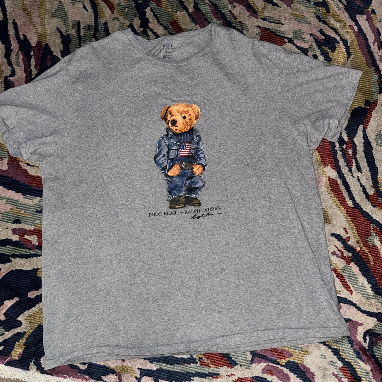 polo ralph lauren bear shirt size L worn, in good... - Depop