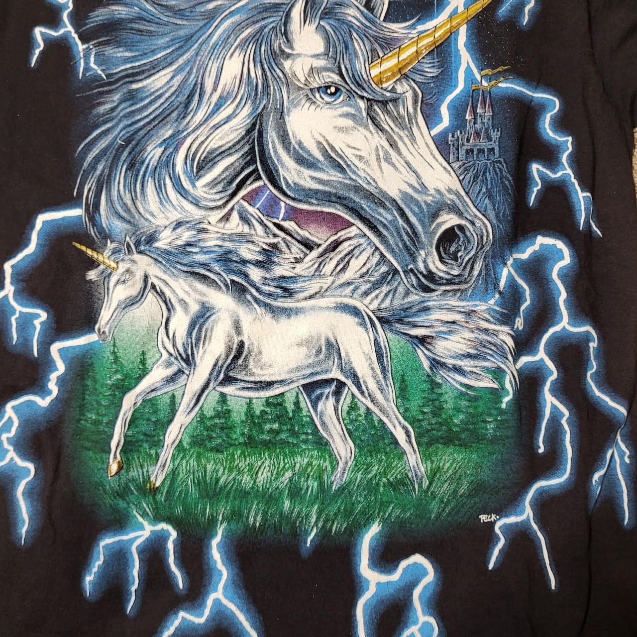 Vintage 90s USA Thunder Unicorn Tee. It does have | Depop