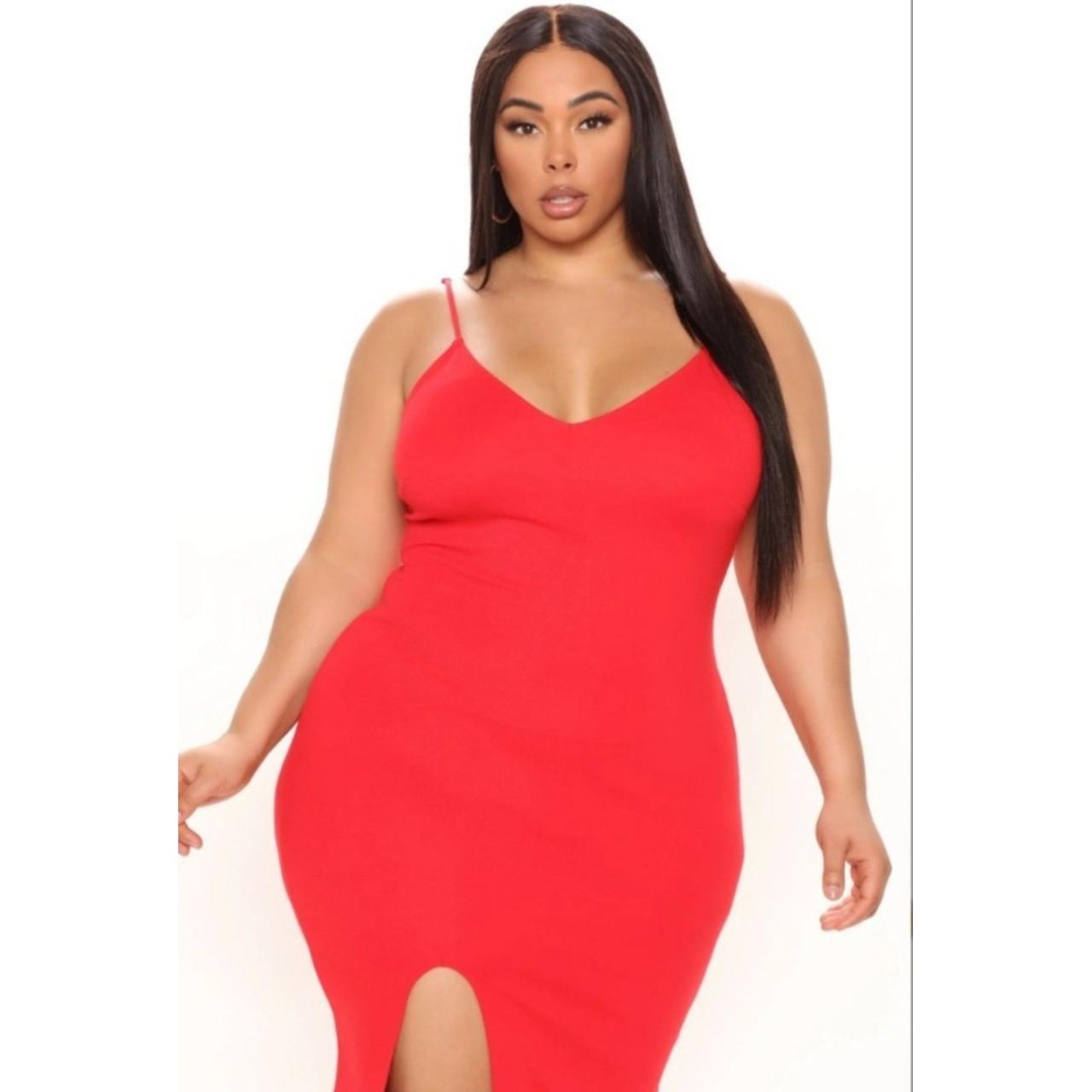 NWT Plus Fashion Nova Red Midi Dress 3X, Style: At