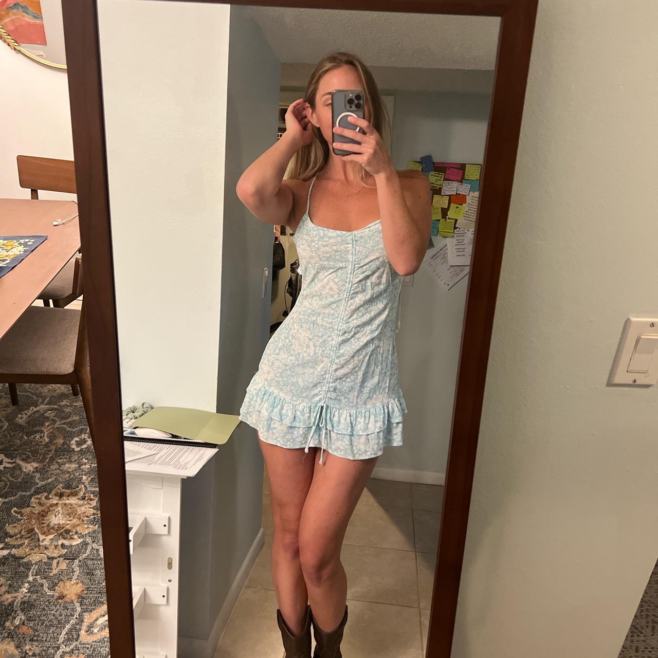 Mermaid core aquamarine mini dress Adjustable... - Depop