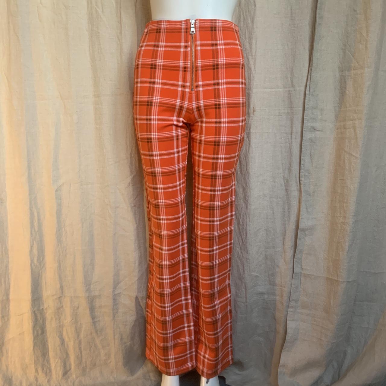 Orange store tartan trousers