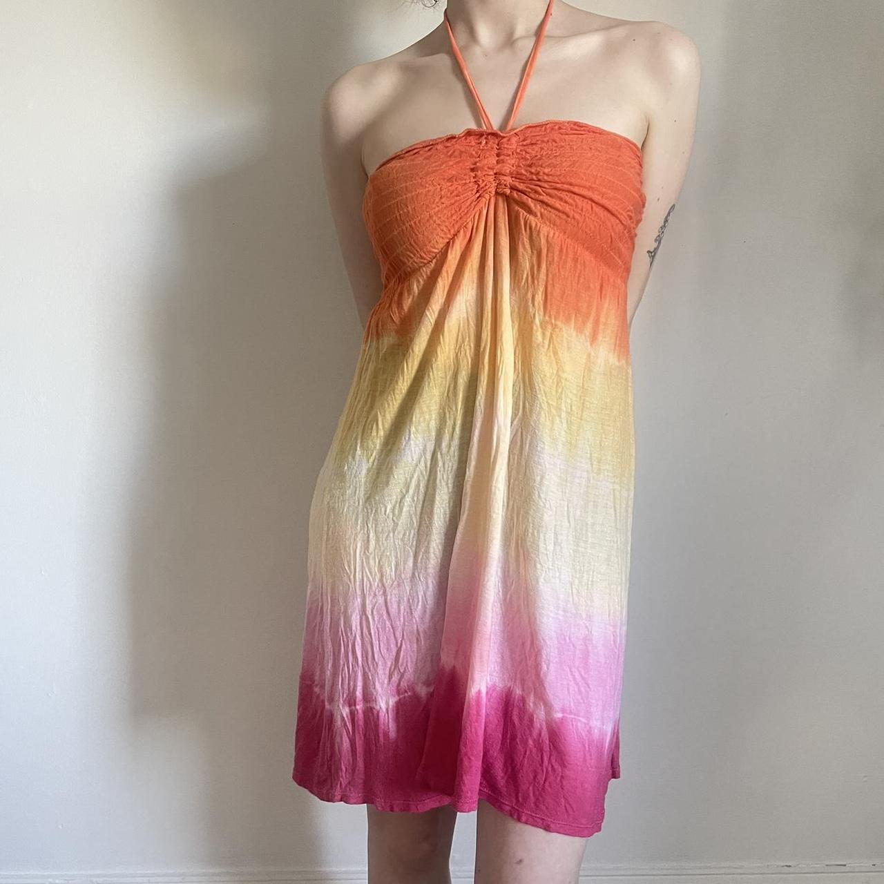 Women's Pink and Orange Dress Depop