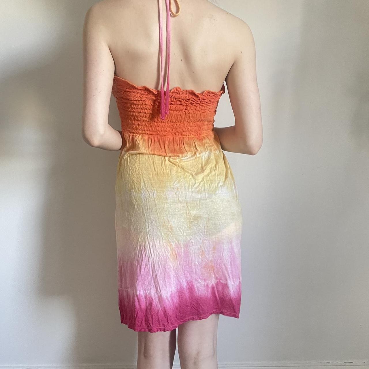 Women's Pink and Orange Dress Depop