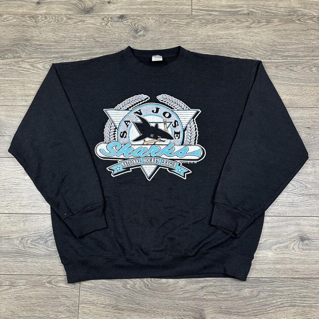 Vintage San Jose Sharks Sweatshirt Black NHL Hockey Depop