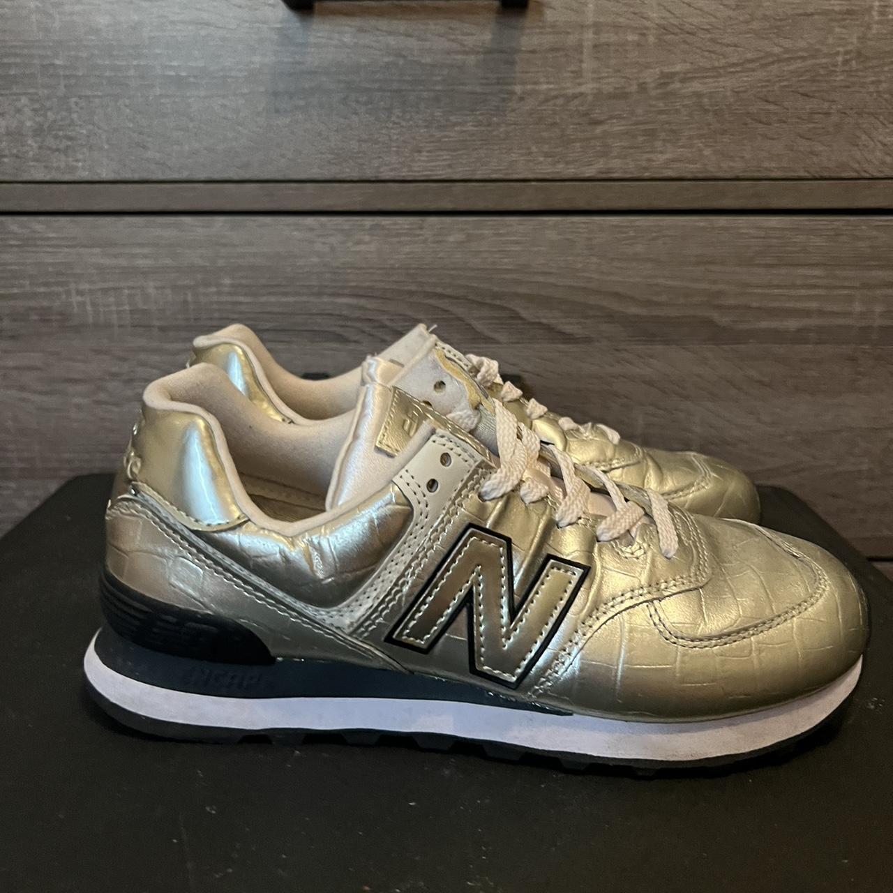 New Balance 574 gold sneakers Gently used Size 7 1 2 Depop