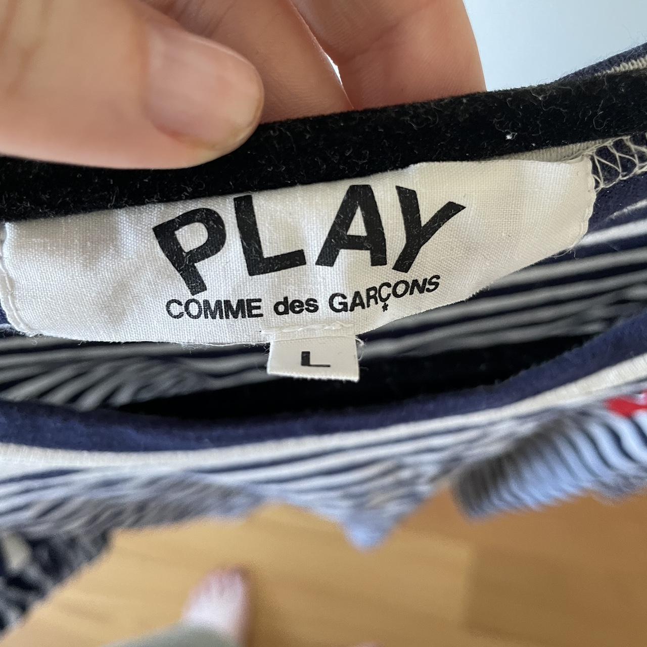 Play come does Garçons long sleeve white and blue... - Depop