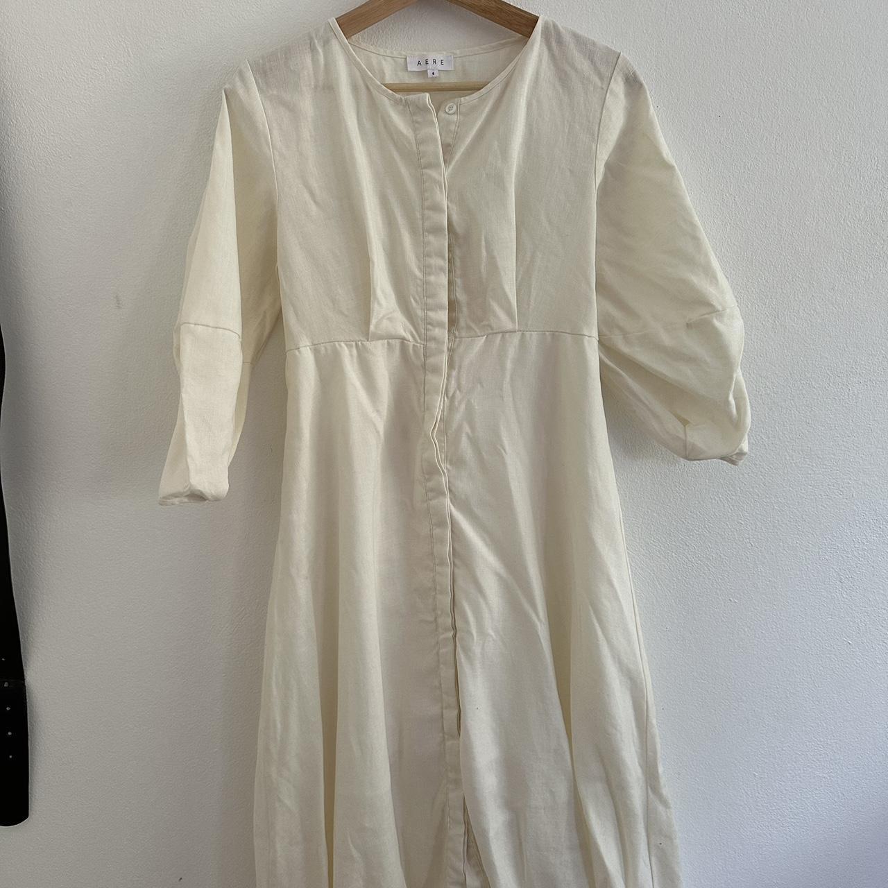 AERE linen dress, natural white colour Worn once,... - Depop